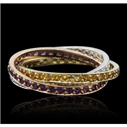 14KT Tri Color Gold 0.72ctw Amethyst, Citrine, and Diamond Ring