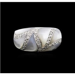 14KT White Gold 2.99ctw Mother of Pearl and Diamond Ring