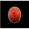 Image 1 : 18.65ct Red Coral and Diamond Ring - 14KT Rose Gold