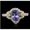Image 1 : 14KT Yellow Gold 1.44ct Tanzanite and Diamond Ring
