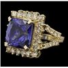 Image 2 : 14KT Yellow Gold 10.28ct GIA Cert Tanzanite and Diamond Ring