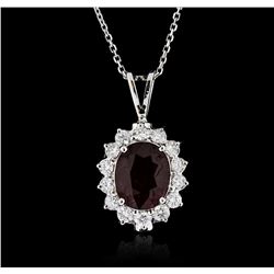 14KT White Gold 3.18ct Ruby and Diamond Pendant With Chain