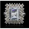Image 1 : 14KT White Gold 3.69ct Aquamarine and Diamond Ring