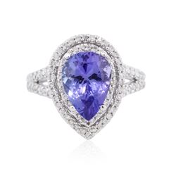 14KT White Gold 3.89ct Tanzanite and Diamond Ring