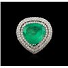 Image 1 : 14KT White Gold 12.49ct Emerald and Diamond Ring