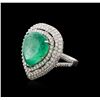 Image 2 : 14KT White Gold 12.49ct Emerald and Diamond Ring