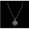 Image 1 : 14KT White Gold 5.67ctw Tanzanite and Diamond Pendant With Chain
