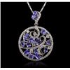 Image 2 : 14KT White Gold 5.67ctw Tanzanite and Diamond Pendant With Chain