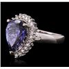 Image 2 : 14KT White Gold 5.90ct Tanzanite and Diamond Ring