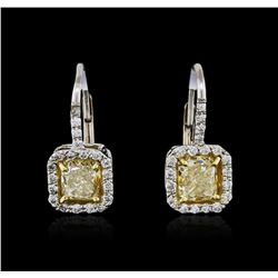 Platinum EGL USA Certified 2.44ctw Fancy Yellow Diamond Earrings