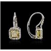 Image 2 : Platinum EGL USA Certified 2.44ctw Fancy Yellow Diamond Earrings
