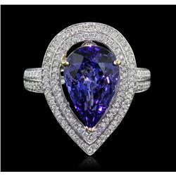 14KT Two-Tone Gold 5.47ct Tanzanite and Diamond Ring