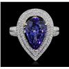 Image 1 : 14KT Two-Tone Gold 5.47ct Tanzanite and Diamond Ring