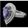 Image 2 : 14KT Two-Tone Gold 5.47ct Tanzanite and Diamond Ring