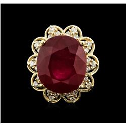 14KT Yellow Gold 14.39ct Ruby and Diamond Ring