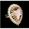 Image 2 : 14KT Yellow Gold 14.24ct Morganite and Diamond Ring