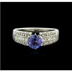 14KT White Gold 0.94ct Tanzanite and Diamond Ring