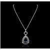 Image 1 : 14KT White Gold 29.77ct Blue Topaz and Diamond Pendant With Chain