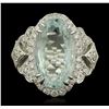 Image 1 : 14KT White Gold 6.88ct Aquamarine and Diamond Ring