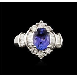 14KT White Gold 1.84ct Tanzanite and Diamond Ring