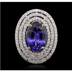 14KT White and Yellow Gold 6.46ct Tanzanite and Diamond Ring