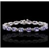 Image 1 : 14KT White Gold 14.98ctw Tanzanite and Diamond Bracelet