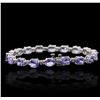 Image 2 : 14KT White Gold 14.98ctw Tanzanite and Diamond Bracelet