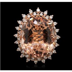 14KT Rose Gold 26.21ct GIA Certified Morganite and Diamond Ring