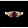 Image 1 : 14KT Yellow Gold 0.75ct Ruby and Diamond Ring