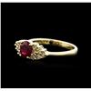 Image 2 : 14KT Yellow Gold 0.75ct Ruby and Diamond Ring