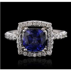 14KT White Gold 3.03ct Sapphire and Diamond Ring