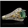 Image 2 : 14KT Yellow Gold 1.43ct Emerald and Diamond Ring