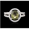 Image 1 : 14KT White Gold 2.06ct Green Tourmaline and Diamond Ring