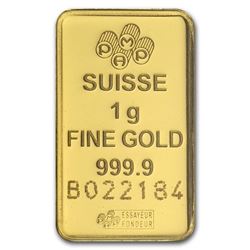 1 Gram .9999 Pure Gold Suisse Bar