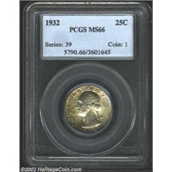 1932 25C MS66 PCGS. The popularity of the 1932 stems not from a limited original mintage or a poor r
