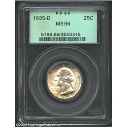 1935-D 25C MS66 PCGS. Both sides shimmer with fulsome mint luster that is not marred by even a singl