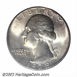 1938 25C MS67 PCGS. Quarter production at the Philadelphia Mint fell sharply in 1938 to 9.4 million.