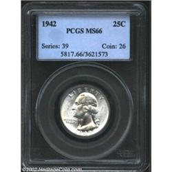 1942 25C MS66 PCGS. The 1942-P boasts the highest mintage (102.1 million pieces) in the Washington Q