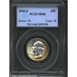 1942-S 25C MS66 PCGS. Essentially untoned on the reverse, the obverse displays crescents of russet,.