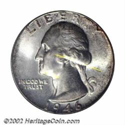 1946 25C MS67 PCGS. We anticipate significant bidder competition for this low pop '46-P Quarter. The