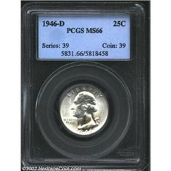 1946-D 25C MS66 PCGS. Vibrant mint luster shimmers over both sides with a pleasingly frosted texture