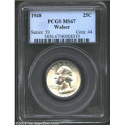 1948 25C MS67 PCGS. Ex: Walser. This smooth, virtually abrasion-free example is knocking on the door