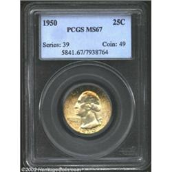1950 25C MS67 PCGS. There is much to recommend this coin to the Washington Quarter Registry Set coll