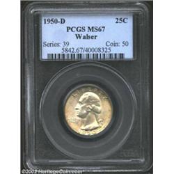1950-D 25C MS67 PCGS. Ex: Walser. As close to perfection as one is likely to find in a '50-D Quarter