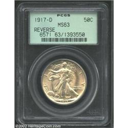 1917-D 50C Reverse MS63 PCGS. A refreshingly unabraded and sharply struck example that has attractiv