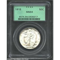 1918 50C MS64 PCGS. Adequately struck with generally clean surfaces. A diagonal toning streak that t