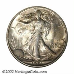 1921-D 50C MS63 ANACS. The 1921-D has the lowest mintage in the Walking Liberty Half series with onl
