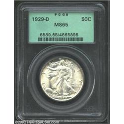 1929-D 50C MS65 PCGS. Extremely well-preserved with no substantial marks and just a bit of toning by