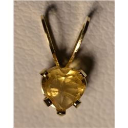 14K Gold Citrine Heart-shaped Pendant