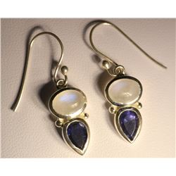 Sterling Silver Iolite & Moonstone Earrings